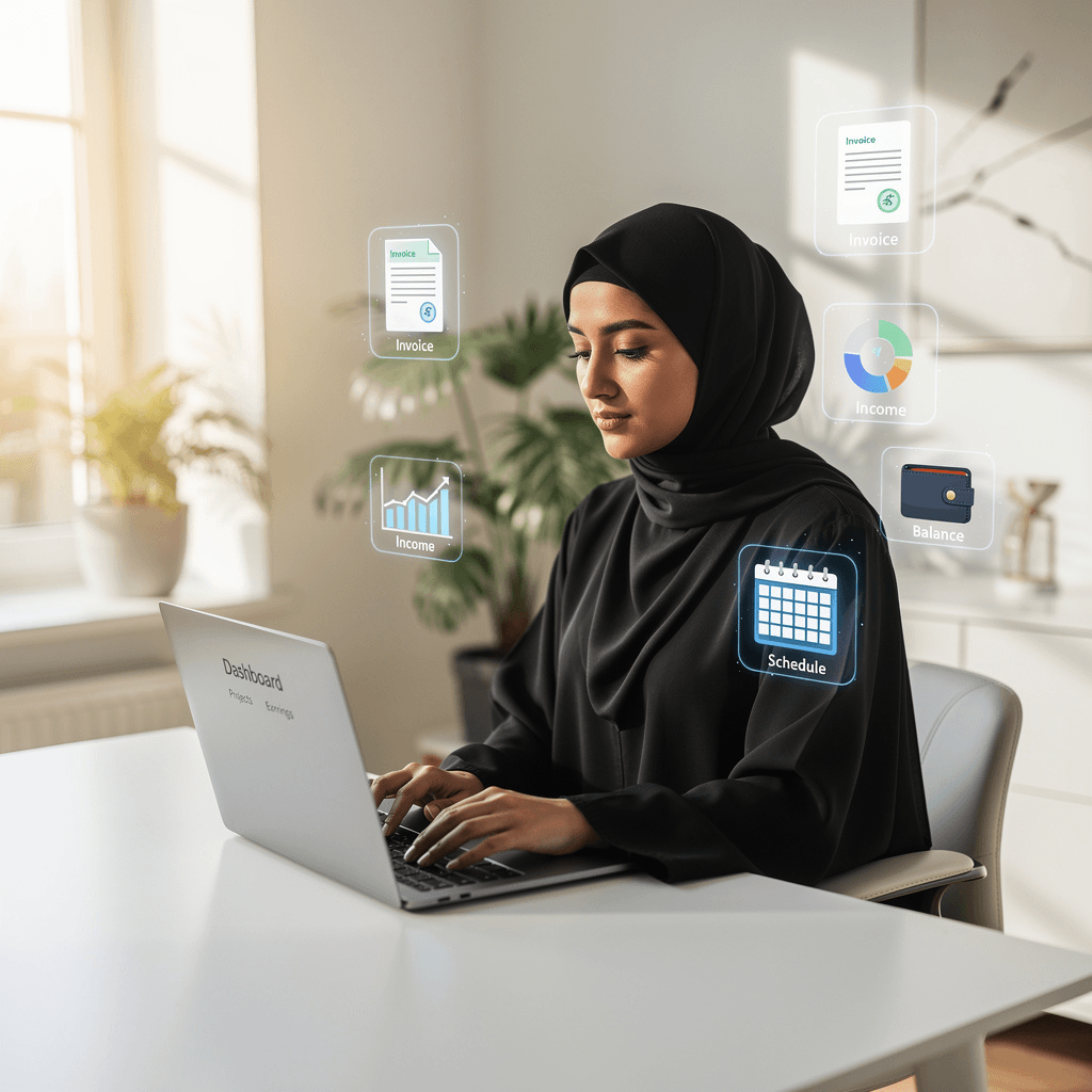سيدة تعمل على منصات العمل عن بعد الموثوقة في السعودية 2026