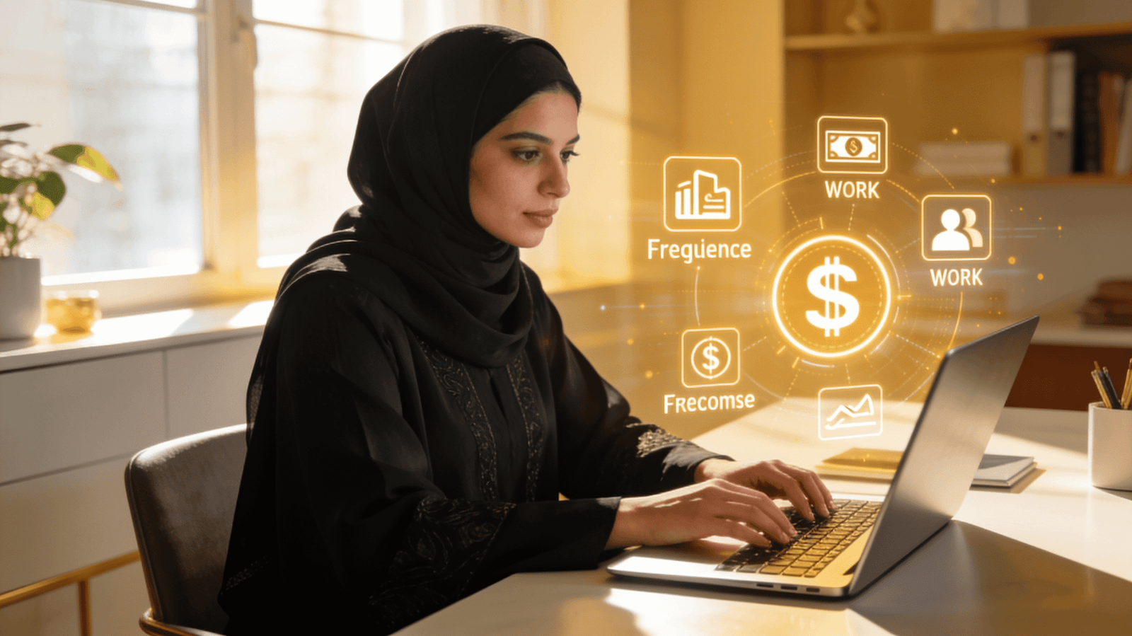 سيدة تعمل على منصات العمل عن بعد الموثوقة في السعودية 2026